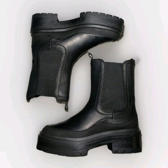 Sam Edelman Lulia Black Chunky Heel Rounded Toe Pull On Sz 5 Chelsea Ankle Boots - Picture 9 of 16